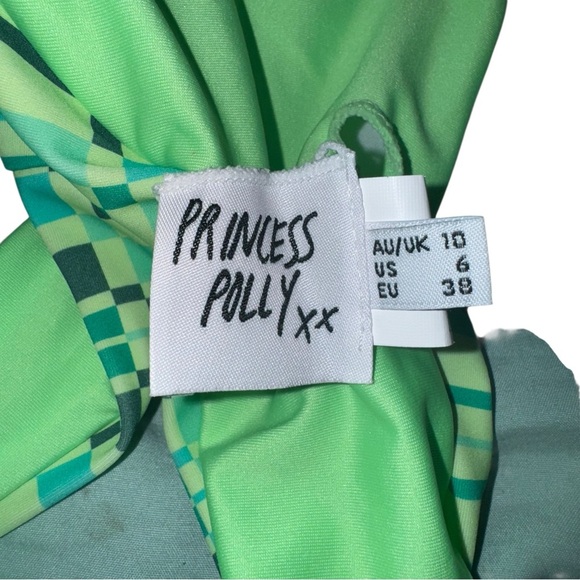 NWT PRINCESS POLLY Taylor Green Geometric Bikini Top US Size 6 - Picture 7 of 8
